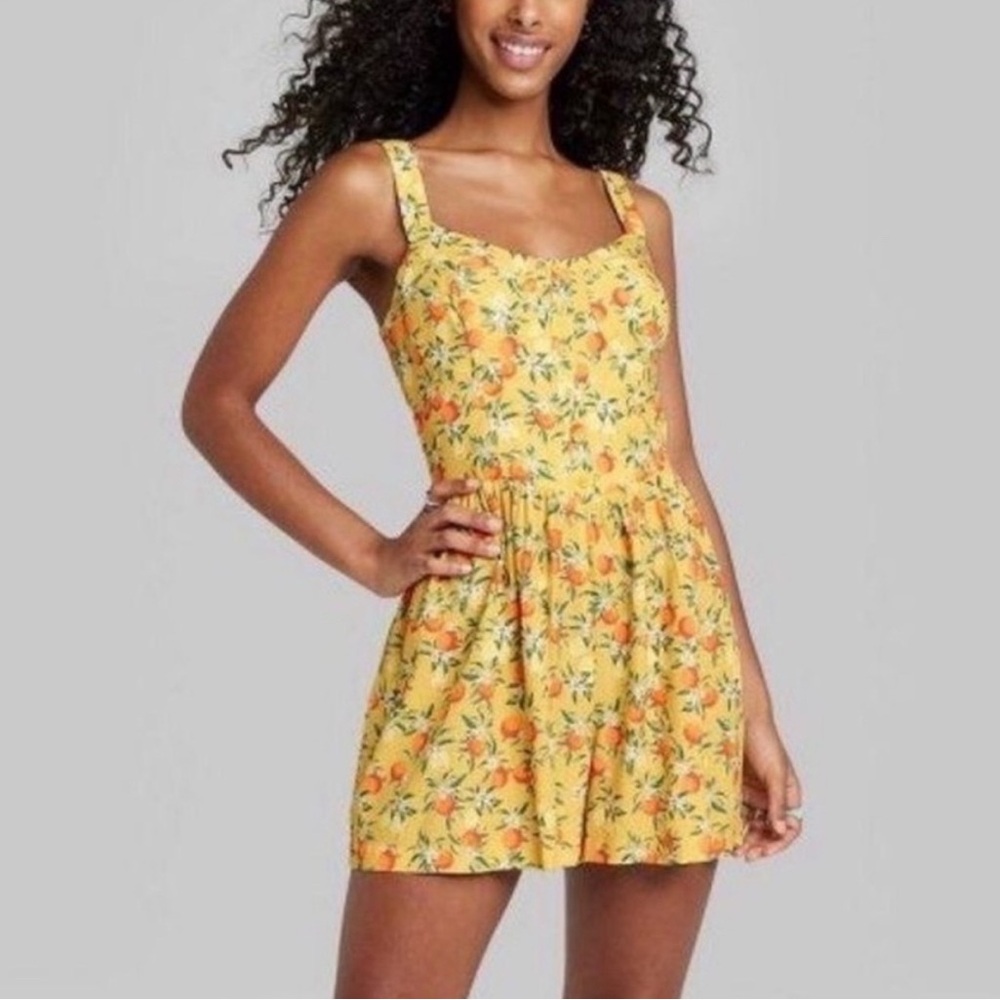 Wild Fable Yellow Romper with Citrus Pattern